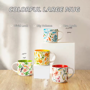 Taza de Cerámica Pintada a Mano de 450 ml con Diseño Artístico de <span class=keywords><strong>Cacatua</strong></span> Colorida y Hojas Tropicales para Café, Té y Decoración del Hogar - Product Image 4