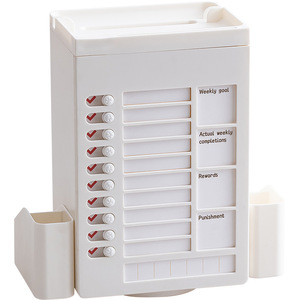 Rotating Pen Holder Plastic Square Desktop Storage Box With Weekly Goal Tracker For Study Organization - Product Image 1