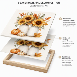 Quadro su tela all'ingrosso Raccolto Autunnale <span class=keywords><strong>Girasole</strong></span> Zucca Floreale, Design Personalizzato per Decorazione d'Interni Casa - Product Image 3