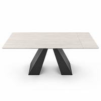 Table de salle à manger d'hôtel moderne en marbre blanc, bureau rectangulaire multifonctionnel avec cadre métallique, durable, facile à nettoyer, vente en gros OEM ODM