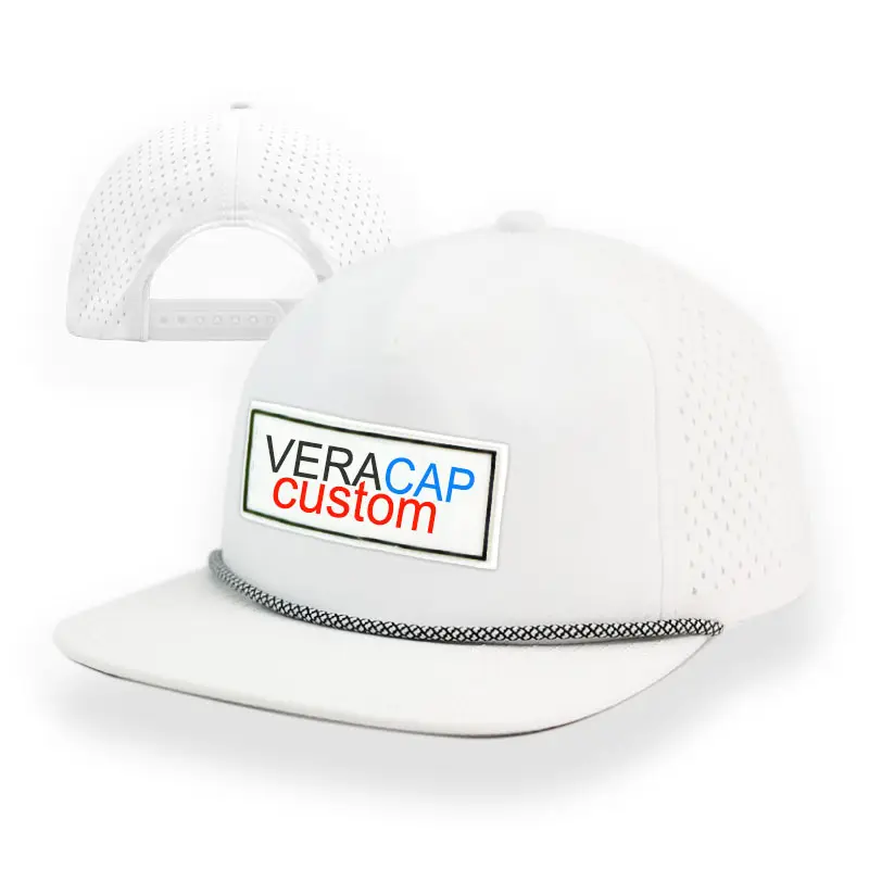 Đặt Hàng Tối Thiểu 25 OEM Tùy Chỉnh Thêu Logo Chống Nước Golf Mũ Nước Reppellent Hat Với Sợi Dây Thừng