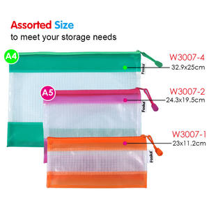 Pochettes à fermeture éclair en plastique coloré FOSKA, PVC de qualité supérieure, A5 A4, pour le rangement et le transport de documents importants ou de livres - Product Image 2