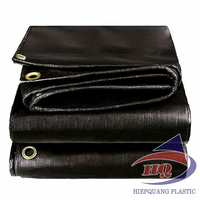 Bâche en tissu PE tissé, imperméable, double face, robuste, noire unie, personnalisable en rouleau pour usage automobile et industriel