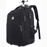 Muestra Gratis: Mochila de Negocios Clásica Negra Simple con Bolso Bandolera y Bolsa de Mano para Mujeres y Hombres, de Poliéster