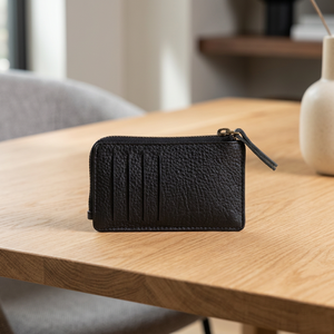 Portefeuille de luxe en cuir grainé noir avec fermeture éclair, pochette à main avec dragonne, décoration pompon, logo personnalisé, fermeture à bouton, pour femme, 100% véritable - Product Image 3