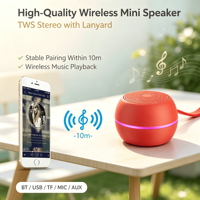 Mini-enceinte sans fil S9 BT portable, étanche, avec subwoofer intégré, micro intégré, autonomie de 5 à 10 heures, pour extérieur, voyage, camping, plage, fête, 5W