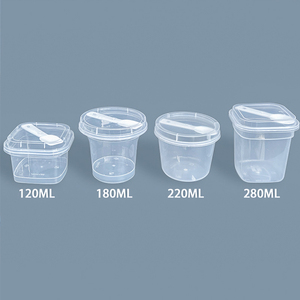 En stock – Pots en plastique PP de 280 ml et 220 ml pour <span class=keywords><strong>yaourt</strong></span>, crème glacée, gelée, pudding, gâteau <span class=keywords><strong>au</strong></span> lait, avec couvercle et cuillère - Product Image 4
