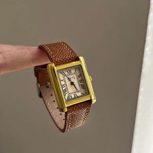 Gogoy Women's <b>Watch</b> Analog <b>Rectangular</b> Case Red Leather Strap 8mm Thickness Metal Case Buckle Closure - Product Image 2