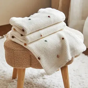 High Quality Personalised 2024 Babi Plain 100 Organic Cotton Custom Knit Baby Blanket