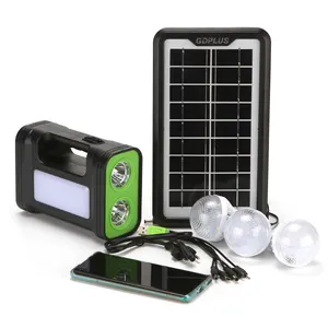 Gdplus - Kit de luzes para sistema solar portátil de acampamento ao ar livre, mini sistema solar de emergência