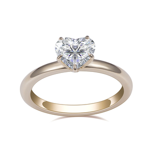 Mishang gioielli CVD 1CT D VS1 Lab anello di diamanti taglio cuore 9K oro giallo anello anello di nozze <span class=keywords><strong>solitario</strong></span> - Product Image 1