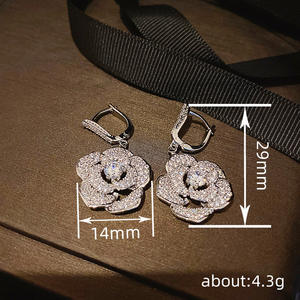 E3560 Orecchini con diamanti in oro bianco, taglio rotondo brillante, colore D naturale, gioielli romantici da sposa da donna - Product Image 6