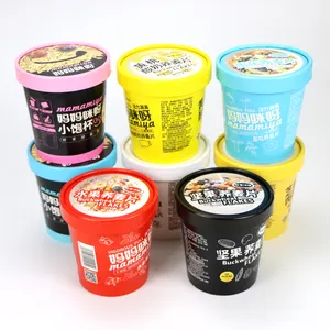 Custom Logo Printing Hot Food Takeaway Packaging Container PE Coating Kraft Paper Soup Cup With Lids