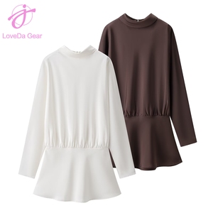 Abito <span class=keywords><strong>Corto</strong></span> Elegante <span class=keywords><strong>a</strong></span> <span class=keywords><strong>Maniche</strong></span> <span class=keywords><strong>Lunghe</strong></span> Tinta Unita Casual da Donna Loveda all'Ingrosso - Product Image 5
