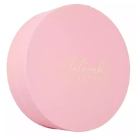 Boîte Cadeau Ronde Rose Clair en Carton avec Intérieur Doublé Satin, Personnalisez Votre Propre Logo
