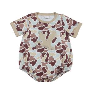 Mono de Bebé Niña con Estampado de Patos Mallard Camuflados, Cierre Oculto, Algodón Informal, Tela de Estambre, Ropa de Bebé - Product Image 1