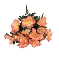 Buket Azalea Sutra Buatan 6 Tangkai, Dekorasi Latar Belakang Pesta Pernikahan Luar Ruangan, Bunga Azalea Buatan