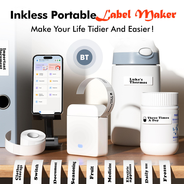 BQB Certified L12 Label Printer Handheld Portable BT Mini Thermal Printer for Name Stickers 15mm Self-adhesive Printing