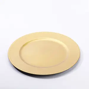 Plaques de chargeur rondes de banquets en plastique, 20 pièces, plaques de chargeur pour mariage dorées durables pour le service de la nourriture, Style élégant