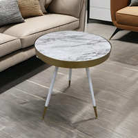 Table d'appoint de luxe style ferme moderne avec pieds en bois massif, mobilier pour la maison, salon, chambre, école, appartement, entrepôt SCE TB-435 WH