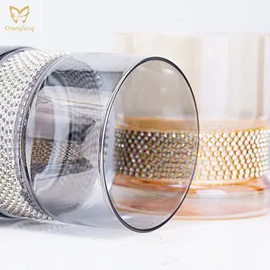 Vendita calda bicchiere da whisky personalizzato da 300ml con vetro di cristallo trasparente in stile di lusso con diamante