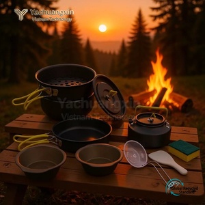 Juego de Utensilios de Cocina Portátiles de Aleación de Aluminio para Exteriores con Olla Vaporera, Tetera y Diseño Plegable para Camping - Product Image 3