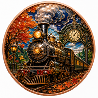 Pièce de monnaie en cuivre pur 999 de 1 oz, version Manga, série Train à vapeur, couleur UV 3D en relief, édition de collection