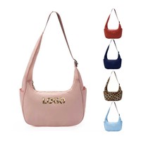 Sac bandoulière en nylon personnalisé pour femme, style tote, avec fermeture éclair et doublure, modèle Moon Tiny Dumpling