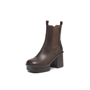 Bottes longues rétro élégantes pour femmes, en cuir véritable fait main, antidérapantes, imperméables, durables, à bout pointu, décontractées, rehaussantes - Product Image 2