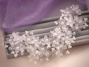 Tocado hecho a mano de perlas de cristal, tocado de <span class=keywords><strong>flores</strong></span> de <span class=keywords><strong>novia</strong></span> para boda - Product Image 4