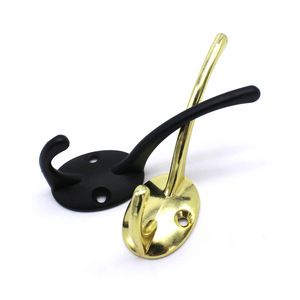 Zinc Alloy Top And Bottom <b>Hooks</b> Wall Mounted Heavy Duty Kitchen Bathroom Towel Robe <b>Coat</b> Hat <b>Hook</b> <b>Single</b> <b>Hook</b> Contemporary - Product Image 1