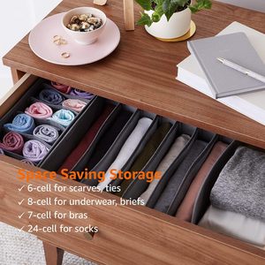 Set of 4 Square Fabric Dresser <b>Drawer</b> <b>Storage</b> Organizers Foldable <b>Storage</b> <b>Boxes</b> for Clothing and Wardrobe with 10-20L Capacity - Product Image 5