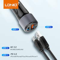 LDNIO C510Q USB a QC3.0 18W PD 20W Pengisi Daya Mobil Cepat 36W Pengisi Daya Mobil Pengisian Cepat Dual Port USB C Pengisi Daya Mobil untuk iPhone 13