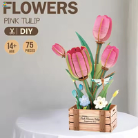 Modèle de construction de fleurs hollandaises en bois découpé au laser 3D, bricolage éducatif, âges 3+, unisexe, décoration intérieure, cadeau, kit de puzzle en bois de tulipe