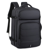 Tas Ransel Travel Hitam yang Dapat Diperluas Kapasitas Besar Tas Ransel Bisnis Multifungsi dengan Port Pengisian Daya USB