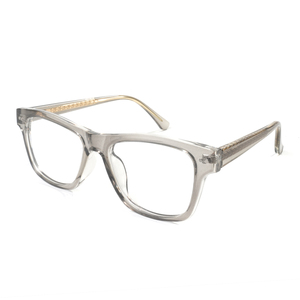 Montures optiques personnalisées avec logo CP, vente en gros, montures de lunettes élégantes pour hommes, montures de lunettes carrées classiques en <span class=keywords><strong>verre</strong></span> transparent gris, lunettes pour adultes - Product Image 2