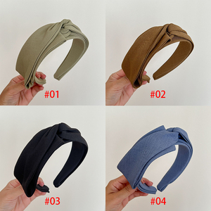 Japon Corée Show Face Petit <span class=keywords><strong>Bandeau</strong></span> De Couleur Unie Tissu Croisé Asymétrique Cheveux Cerceau Simple Premium Large Bord <span class=keywords><strong>Bandeau</strong></span> - Product Image 5