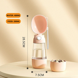 Bouteille d'eau pour chien Tasse d'eau de 400ml et bol de nourriture de 200ml Séparation sèche-humide Distributeur d'eau de voyage pour animaux de compagnie avec lanière portable - Product Image 6