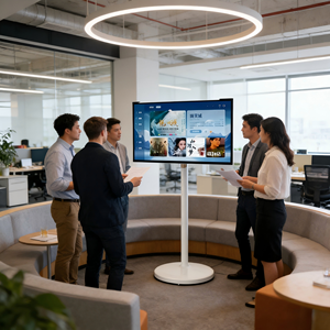 Téléviseur intelligent portable de 32 pouces avec écran tactile, batterie et roulettes pour les appels vidéo, les jeux, la salle de sport, la maison, la salle de classe - Product Image 1