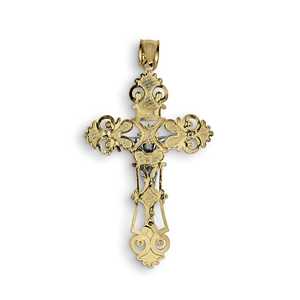 Collana con ciondolo a croce in oro placcato 14k in oro nero con ciondolo catholico religioso rosa oro bianco taglio diamante gioielli di fascino - Product Image 2