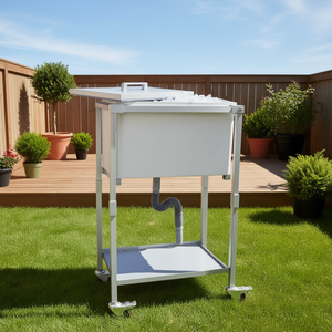 Glacière à roulettes d'extérieur de 32 litres avec cadre et roues en acier inoxydable pour le refroidissement du jardin - Product Image 2