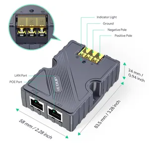 EDUP 150W GigE PoE 인젝터 Starlink 호환 10/100/1000Mbps 기가비트 전송 속도 2 포트 위성 인터넷 장치