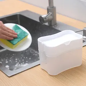 Distributeur de savon avec porte-éponge nettoyage liquide pompe distributeur conteneur presse manuelle maison salle de bain cuisine accessoires propres