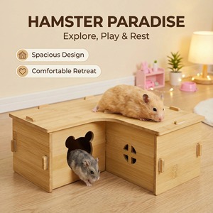 Escondite para Hámsteres en Forma de 7 de Bambú Ou Shumei, Nido de Una Sola Capa Transpirable y Resistente a Mordeduras para Hámsteres Dorados - Product Image 3