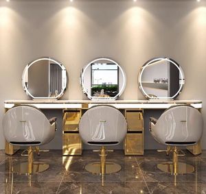 Luxury Gold Frame Single/Double Side Hair Salon Mirrors Barber Station Led Salon Mirror Other Salon Furniture - Product Image 3