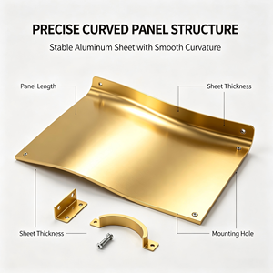 Panneau de mur-rideau en aluminium doré, revêtement de façade incurvé, système de mur extérieur pour bâtiment, hôtel, tour - Product Image 2