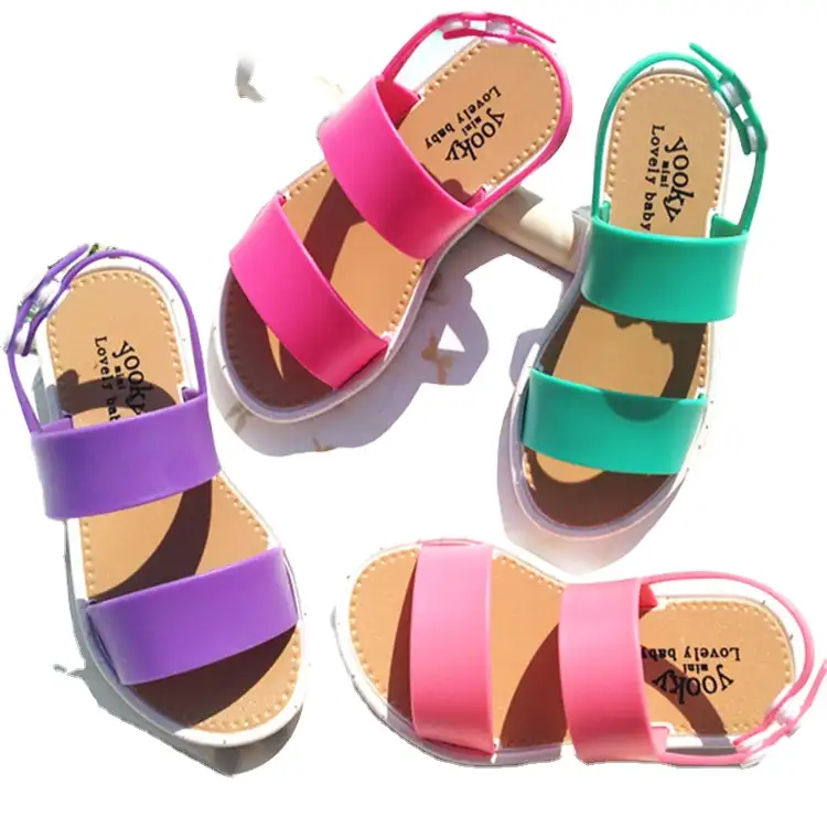 รองเท้าแตะเด็กผู้หญิง PVC สีสันสดใสสำหรับเด็ก,รองเท้าแตะแฟชั่นดีไซน์คลาสสิกทำจากยางเพื่อสิ่งแวดล้อมสำหรับเด็ก