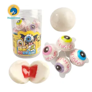 3D爆裂球软糖与水果果酱填充中心眼球糖果