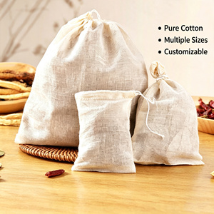Emballage de sachets de thé en tissu de gaze de coton biologique personnalisé, biodégradable et respectueux de l'environnement, avec cordon de serrage - Product Image 2