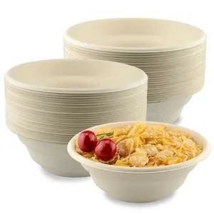 Groothandel Wegwerp 16Oz 32Oz Rond Papier Suikerriet Bagasse Pulp Salade Voerbak Met Deksel